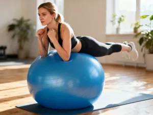 Skupiony mężczyzna wykonuje intensywny trening obwodowy z odważnikami kettlebell w nowoczesnej siłowni.